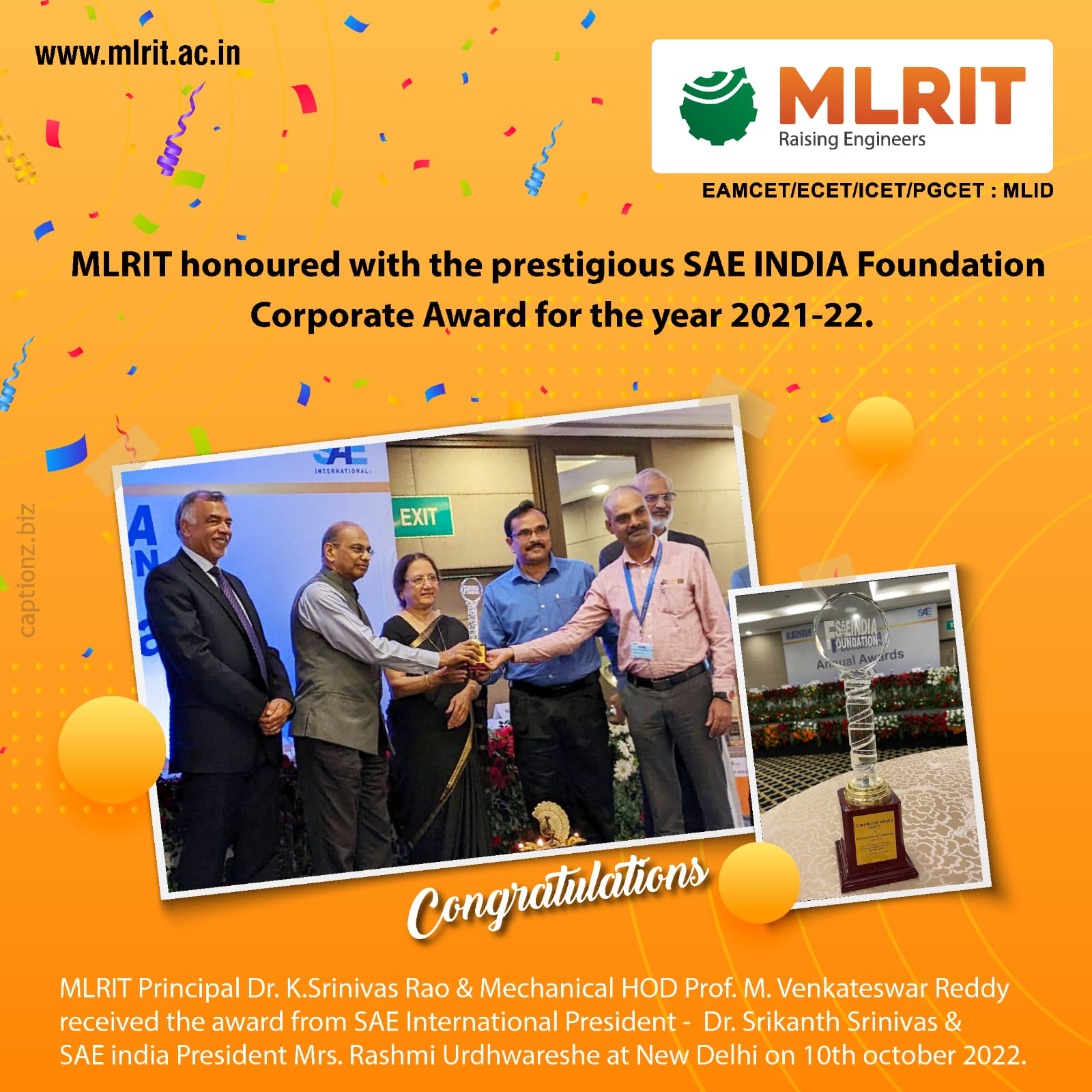 MLRIT won Award